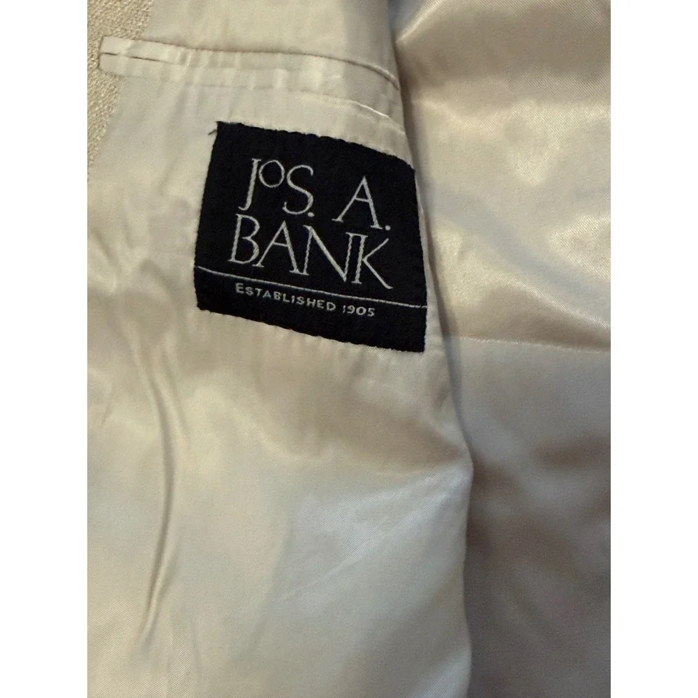 Jos. A. Bank Mens 43R 100% Silk Blazer Sport Coat Beige Two Button Textured 43 R